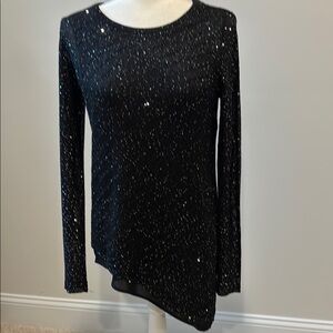NWT Chic Black Sequin Asymmetrical Top